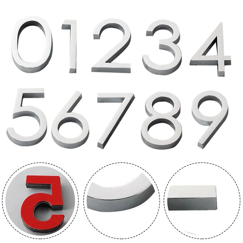 Door Number Letters Stainless Steel Room Address Numerals 3D Door Plate Sign Home Decor