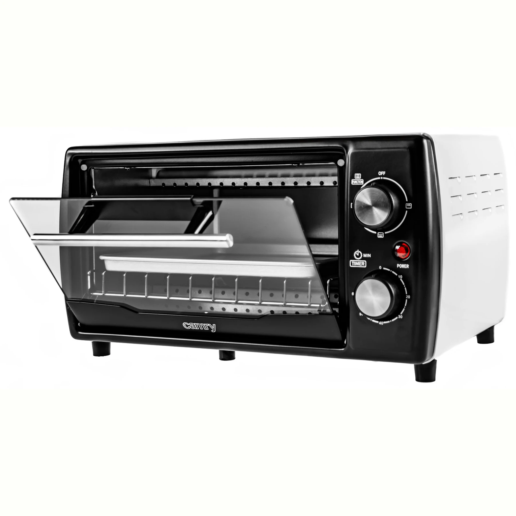 12L Mini Oven,Electric Cooker and Grill Home Baking Small Oven Timer Double  Glass Door Top and Bottom Convection Countertop Toaster Oven (White)