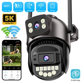 10MP 5K Dual Lens PTZ IP Camera with Dual Screen 8MP Ai Human Detection Auto Tracking Wireless Outdoor Surveillance Camera O-KAM 1