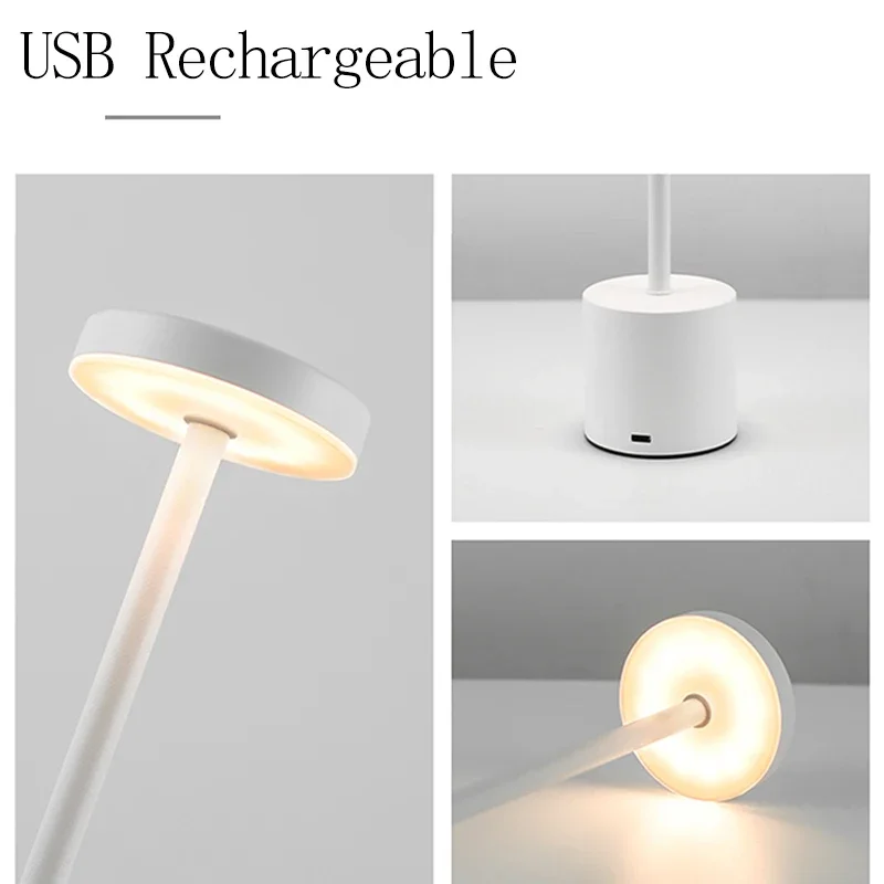 led table lamp Simple LED Metal Table Lamp Rechargeable Touch Desk Lamp 3 Colors Adjustable Bedside Creative Ambient Light Bar Room Decor Light