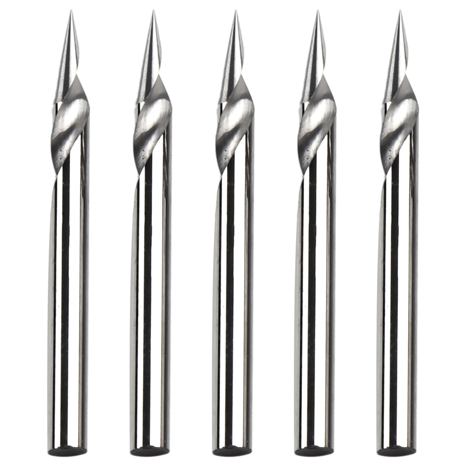 

5PCS 1/8" Single Edge Tungsten Steel Spiral CNC Milling Cutter 20° Engraving Tool Flat Bottom CNC Spiral Router Bits