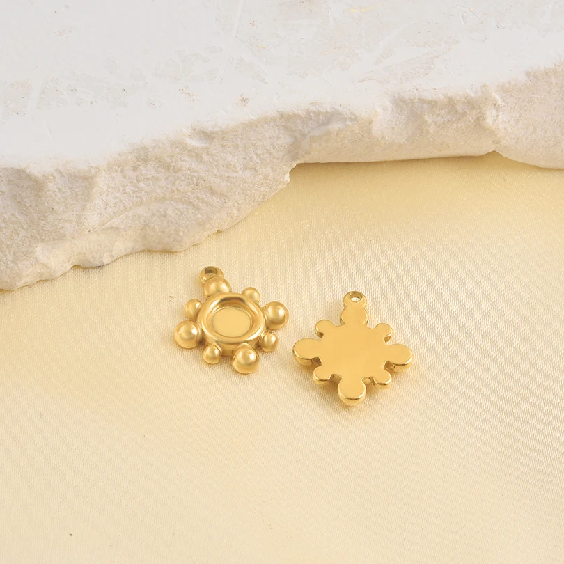 5 Stück Goldfarbe Blank Cabochon Basisfassung Charm Rechteck Quadratisch Geometrisch Edelstahl Anhänger für Schmuckherstellung Zubehör – Detail 9