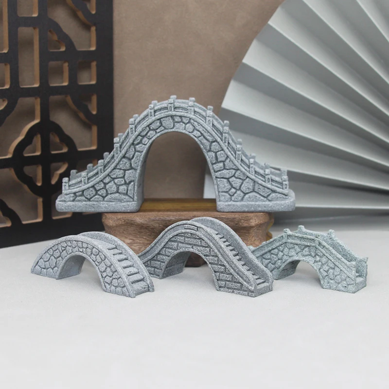 Miniature Sandstone Bridge Figurine for Decorative Landscaping and Fairy Gardens