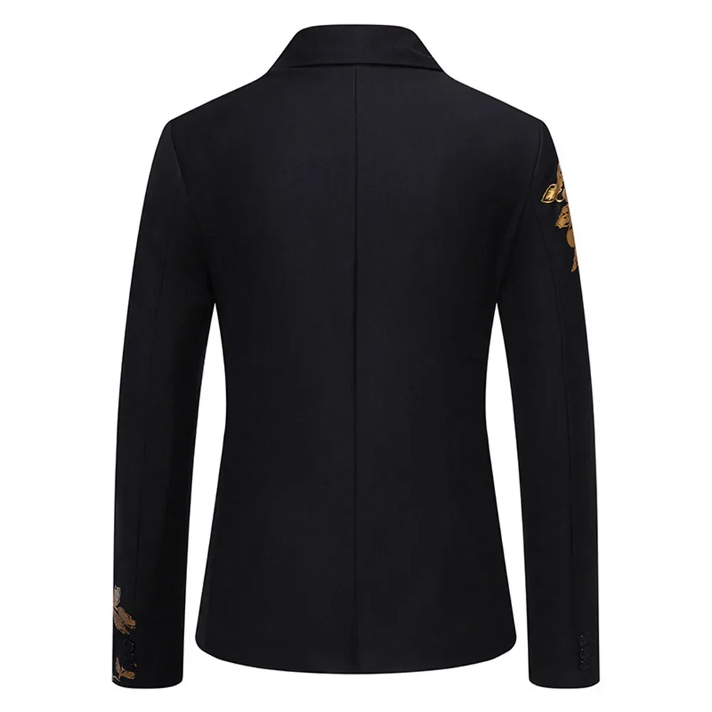 Blazer Men's Fashion Business Gentleman Business Paisley Gold Stamping Print English Style Wedding Casual Hosting Banquet Suit