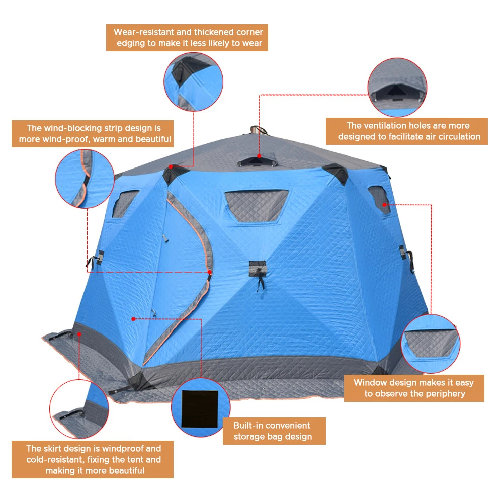 Camping Tent Portable Tent Hexagonal Winter Fishing Tent For 6 Person