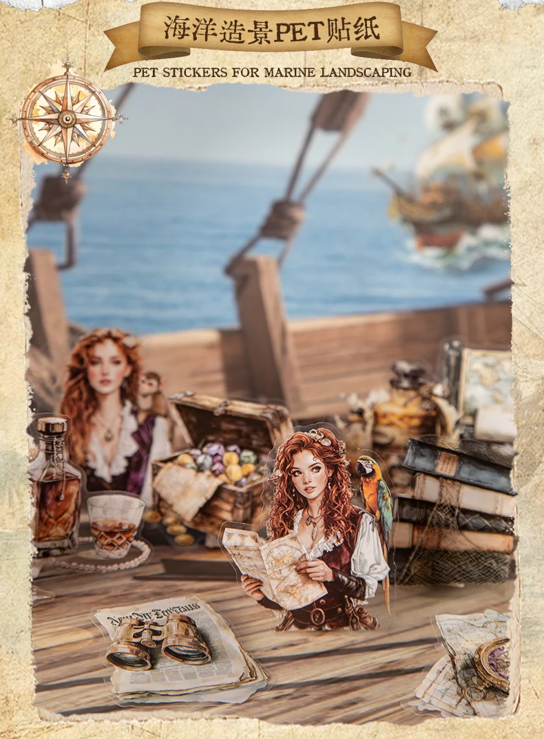 Journal GO 20 Stück maritime Reiseaufkleber, ästhetische dekorative Scrapbooking, Tagebuch, Album, Collage, DIY-Material, Junk-Journal-Aufkleber – Detail 4