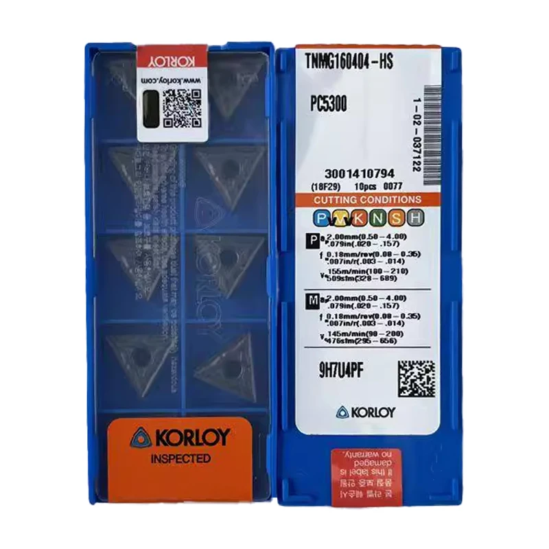 KORLOY TNMG160404 TNMG160408 220404 220408 -HS PC9030 PC5300 PC5400 PC8110 CNC 선반 초경 선삭 공구 인서트 10pcs