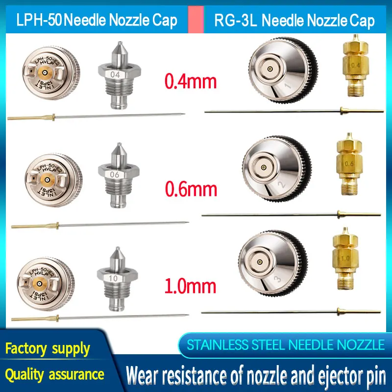 Japan LPH50 RG3L Spray Gun Kit Nozzle Needle Aircap E4 Set Pneumatic Tool Parts LPH-50 RG-3L Pistol Accessory 1pcs uv resin jewelry liquid silicone mold mini pistol resin charm molds for diy jelly baking tool making jewelry accessory