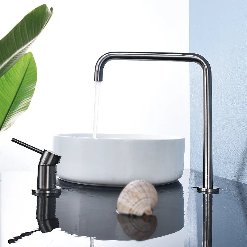 

European style double hole basin hot and cold split wash head shower white creative faucet