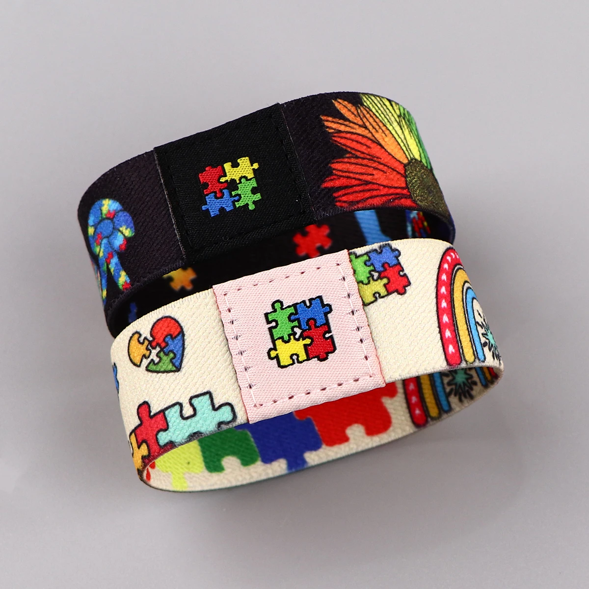 Autism Awareness Puzzle Bracelets on Hand Bangle Wrap Stretch Wristband Bracelet for Women Men Bangles Fashion Accessories