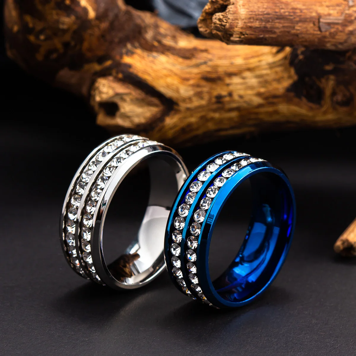 Titanium Steel Couple Ring Zircon Decor Party Jewelry Finger Accessories Young Girls
