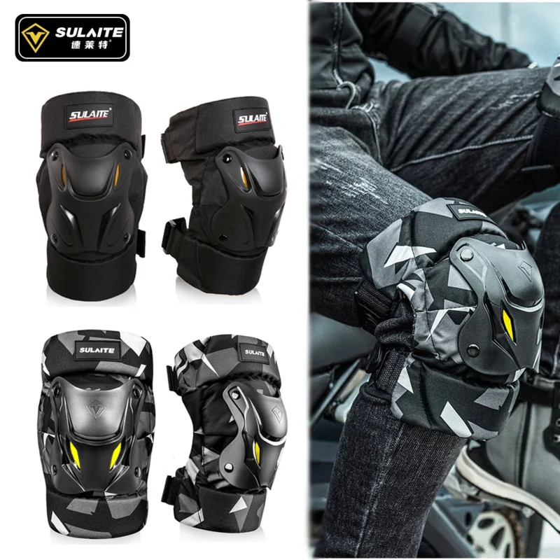 1 Pair Motorcycle Knee Shin Guard Pads Adjustable Knee Cap Pads Protector Armor for Motocross Racing Mountain Biking
