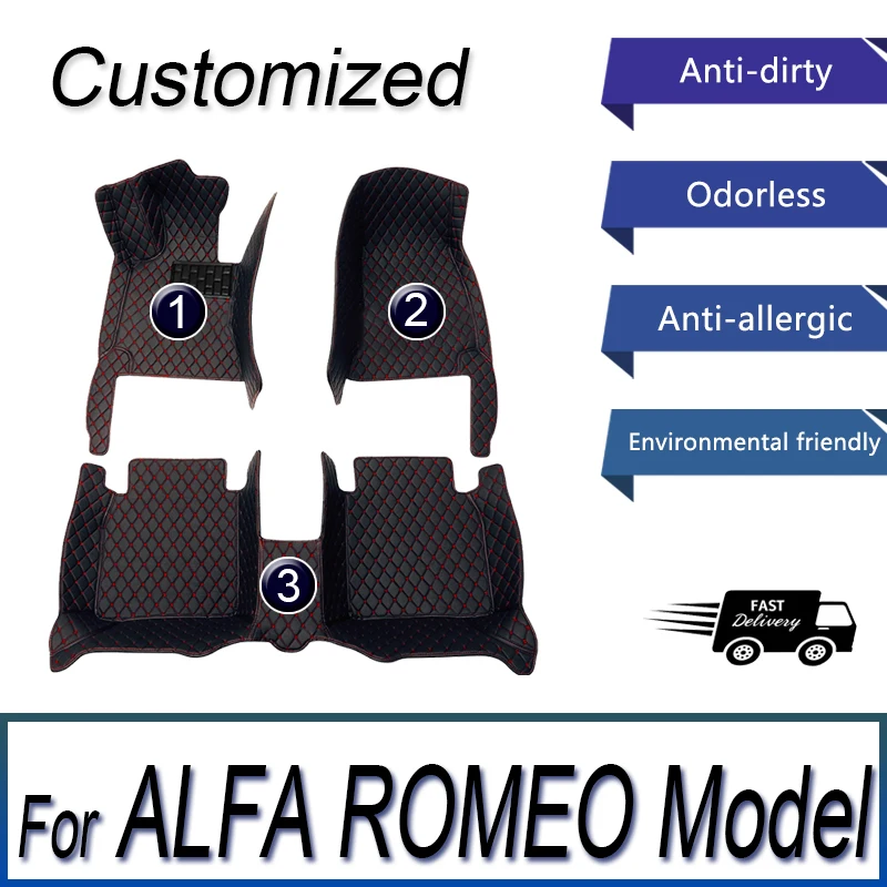 Tappetini Auto Per Alfa Romeo Giulia Mito Stelvio Gt Giulietta 4C 159 Spider 916 Gtv Brera 166 147 Spider Accessori Auto