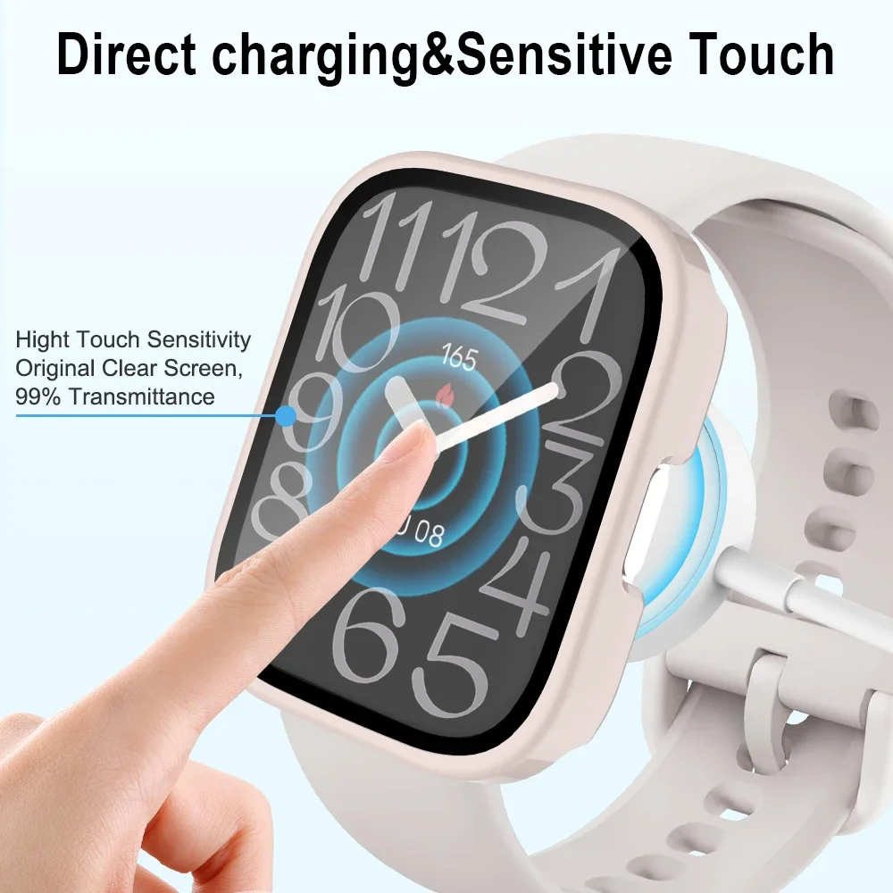 Watch Screen Protector Case Watch Accessories Watch Screen Protector Watch Case Watch Protective Case Watch Cover Watch Protective Cover Bumper Protective Case PC+Glass for Amazfit Bip 5 Unity Case Smart Watch Screen Protector All Around Cover Protective Bumpers for Amazfit Bip 5 Unity