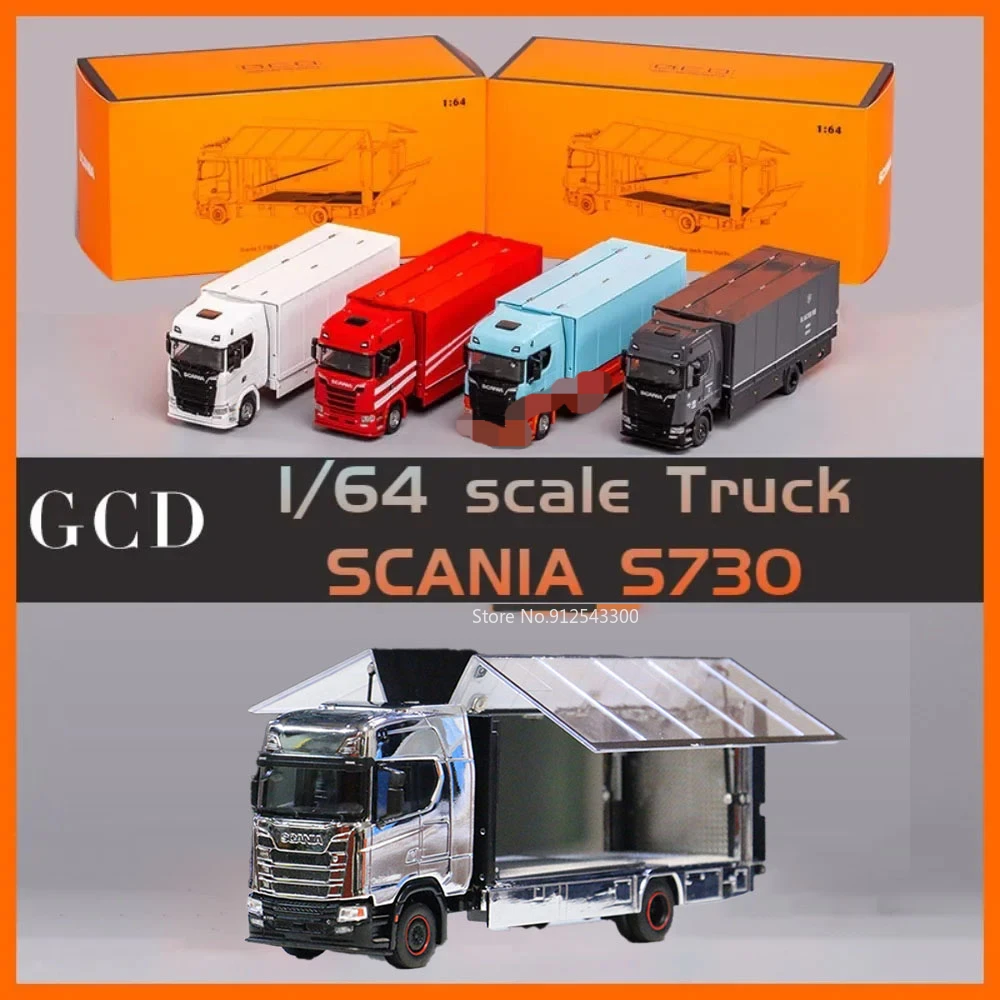

GCD 1/64 SCANIA S730, закрытый двухслойный транспортный грузовик, литый под давлением игрушечный инженерный автомобиль, Коллекционная модель в масштабе, подарок для мальчика