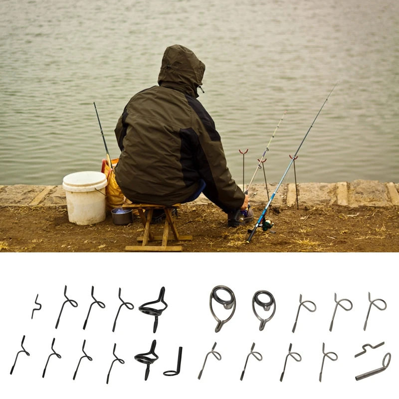 11pcs Fly Fishing Rod Guide Tip Top Ring Circle Repairing Kits Set Spinning  Hard Snake Guide DIY Eye Ring Fishing Accessories