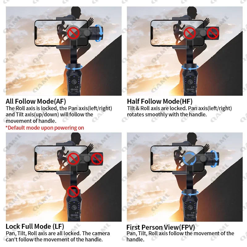 Handheld Gimbal Stabilizer QAML F10Pro 3-Axis Smartphone Stabilizer Phone Selfie Stick for Android iPhone Anti-Shake Video Shooting