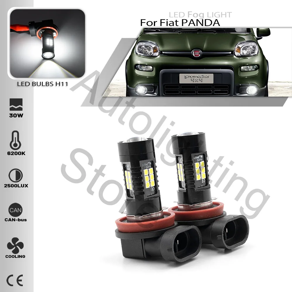 2PCS For FIAT 500X 500L PANDA PUNTO EVO Van H8 H11 LED Fog Light Bulbs