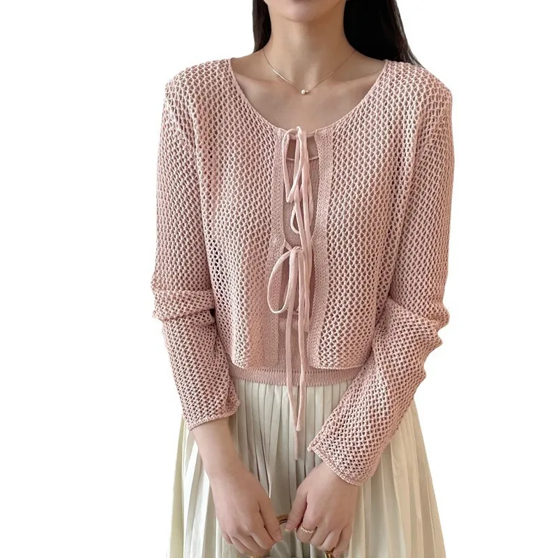 Autumn Women Knitted Lace Sweaters Long Sleeve Slim Tops