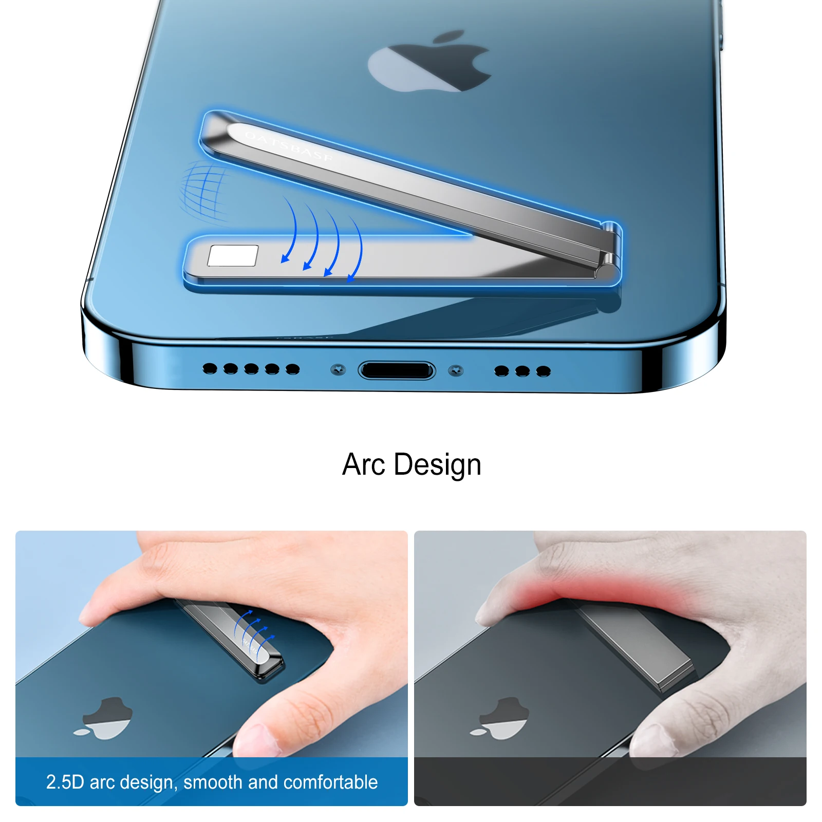 OATSBASF Metall-Handyhalter Einfacher Magnetischer Zinklegierungs-Handyständer für iPhone 17 16 Pro Max Xiaomi Mini Faltbarer Schreibtischständer – Detail 4