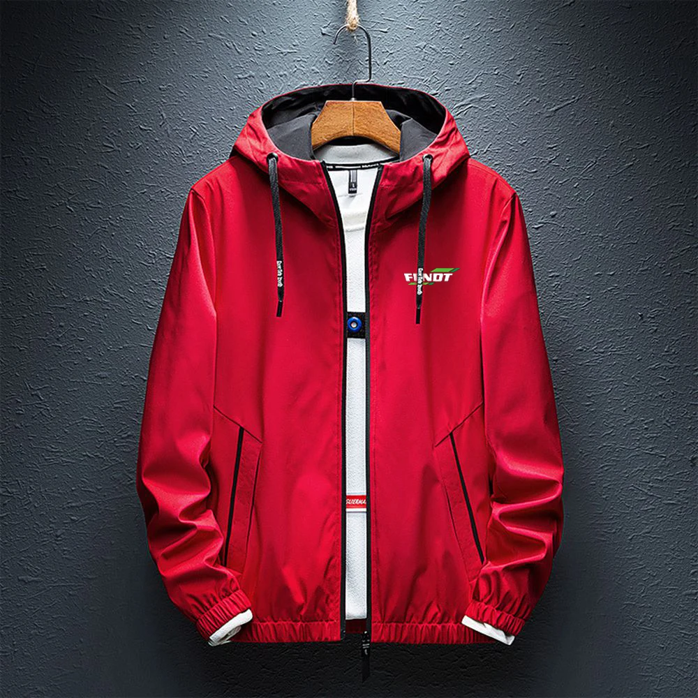 FENDT 2023 Spring and Autumn New Printed Coat Men's Solid Color Zipper Jacket Casual Fashion trench coat