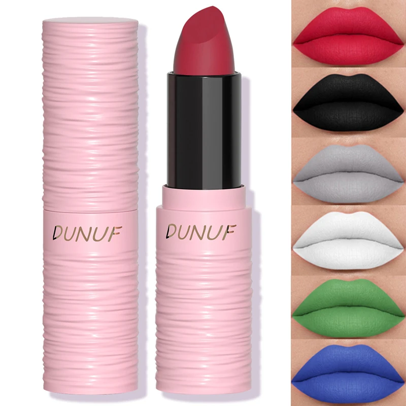 6 Colors Matte Lipsticks Waterproof Long Lasting Cosmetic White Blue Green Black Lipstick Make Up Lip Gloss Makeup Red Lipstick