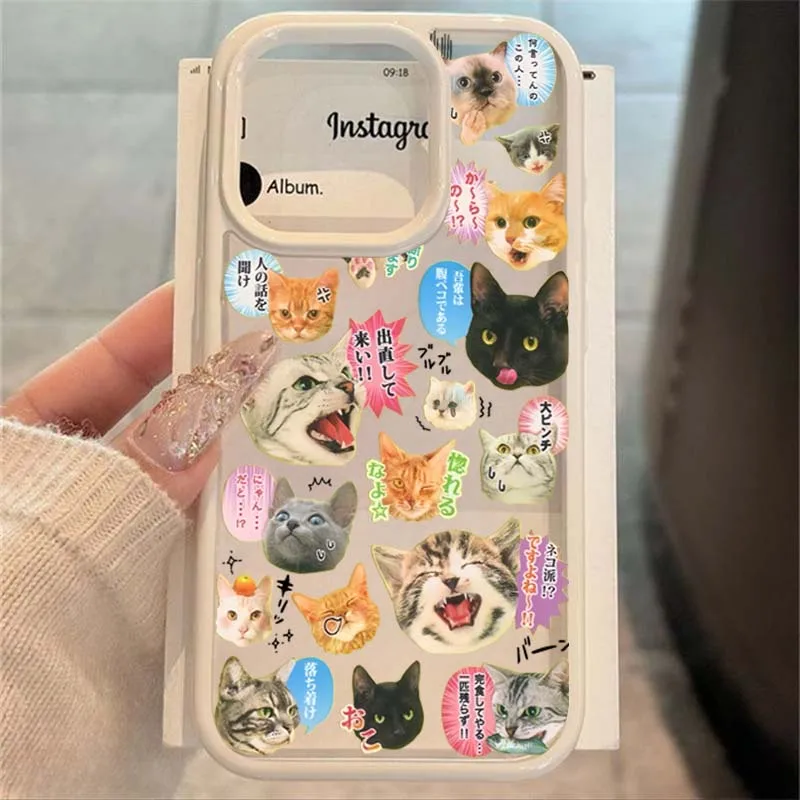 Korean Cute Cat Dog Clear Phone Case Cover