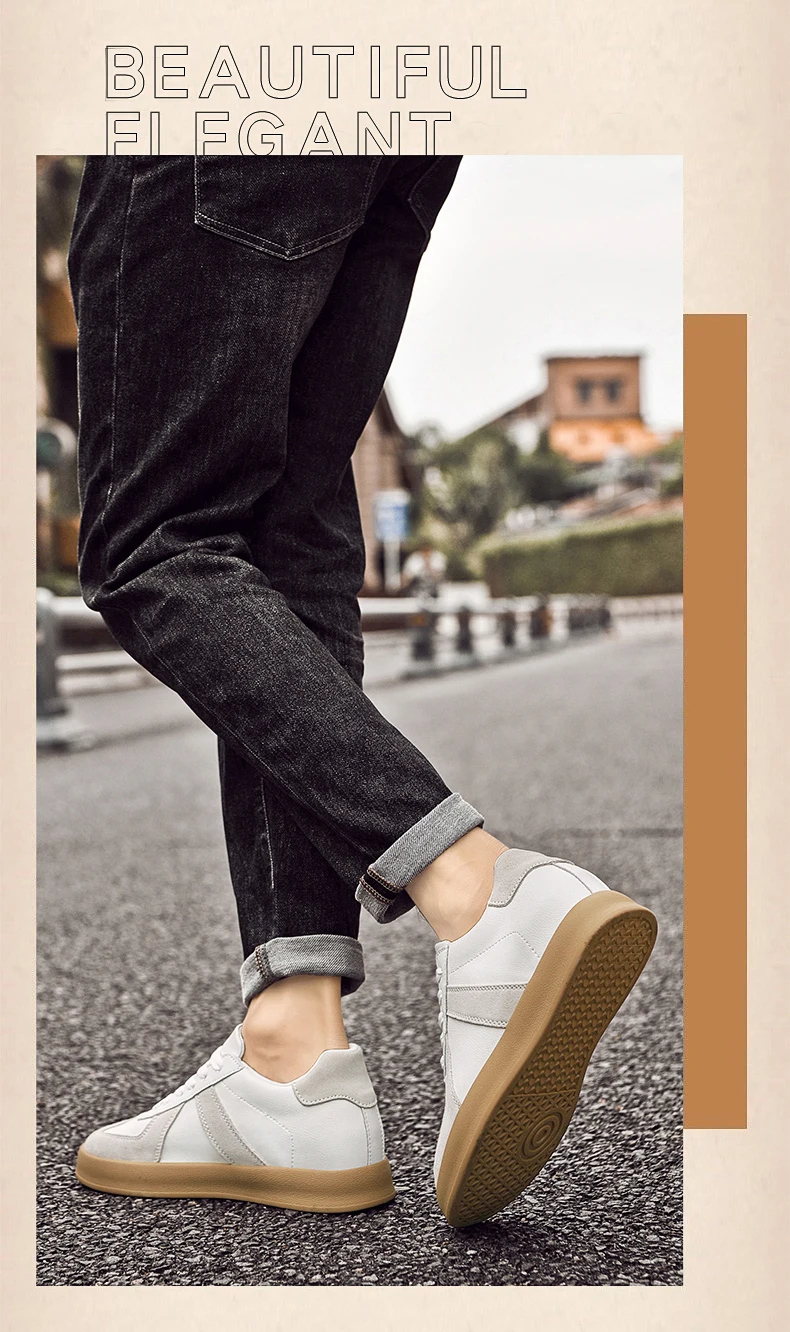 Elevator Sneakers For Women&Men Shoes Genuine Leather Height Increasing Shoes Lace Up Trainers Ladies Flat Shoes For Men