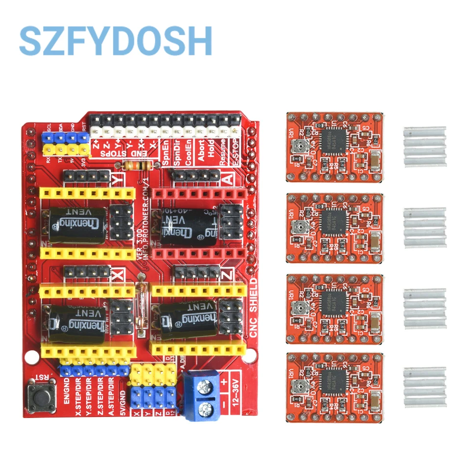 CNC 방패 V3 조각 기계/3D 프린터/4pcs A4988 / 4pcs DRV8825 스테퍼 모터 드라이버 Arduino