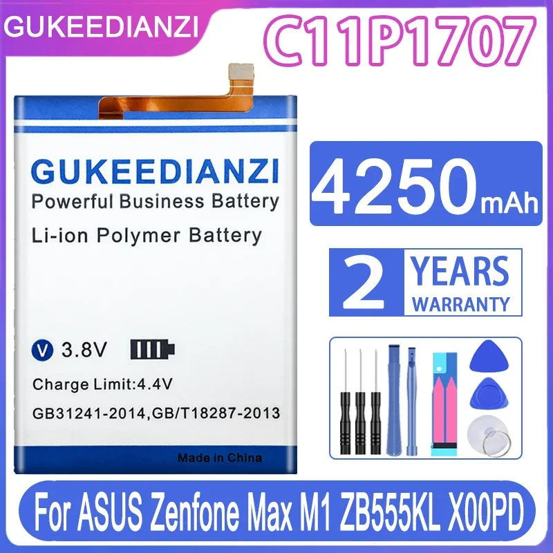 

GUKEEDIANZI 4250mAh High Capacity For ASUS C11P1707 Phone Battery For ASUS Zenfone Max M1 ZB555KL X00PD Batteria + Free Tools