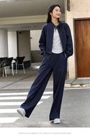 VIMLY 2 Piece Pant Set Woman Casual Outfits Women's Pant Suit 2025 Blue Stand-up Collar Jacket and Trouser Female Clothing A0119 - Image 6