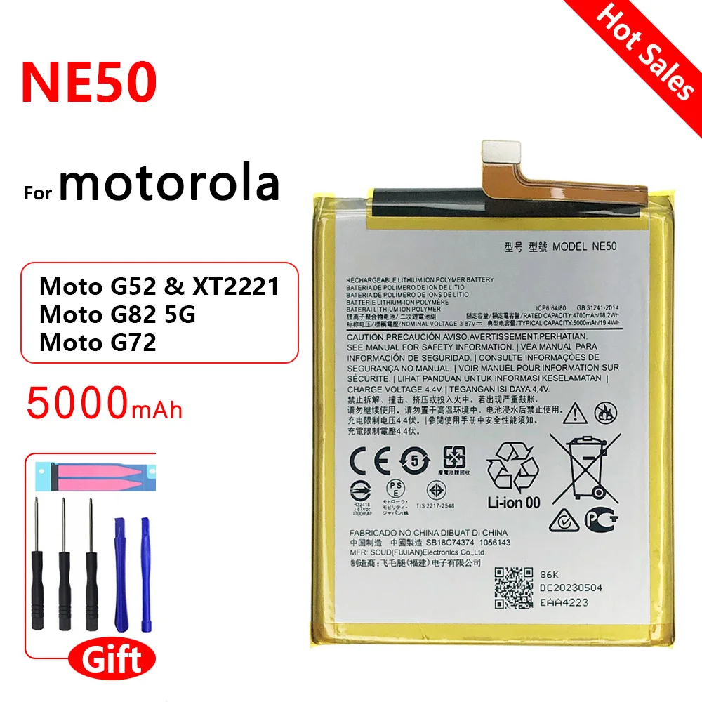

Оригинальная запасная аккумуляторная батарея NE50 для Motorola MOTO G52 XT2221 G82 5G G72 Phone 5000mAh Batteria Batteies