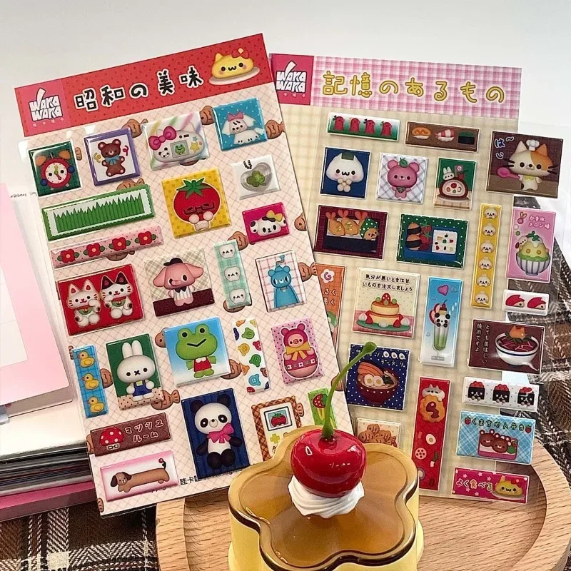 Cute 3D PET Foam Stickers Kawaii Cartoon Japan Retro Style for Students Scrapbook Journal DIY Phone Case Decoration Stamping