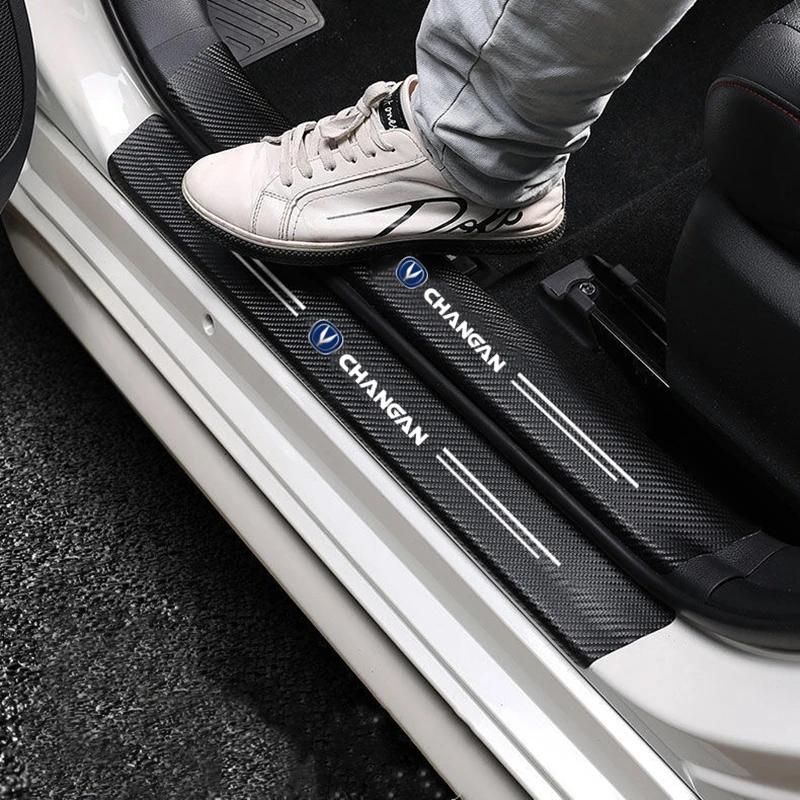 

3D Carbon Fiber Car Sticker Protector Strip Auto Door Sill Sticker for changan CS75 PLUS CS95 CS35 alsvin CS15 CS55 Eado