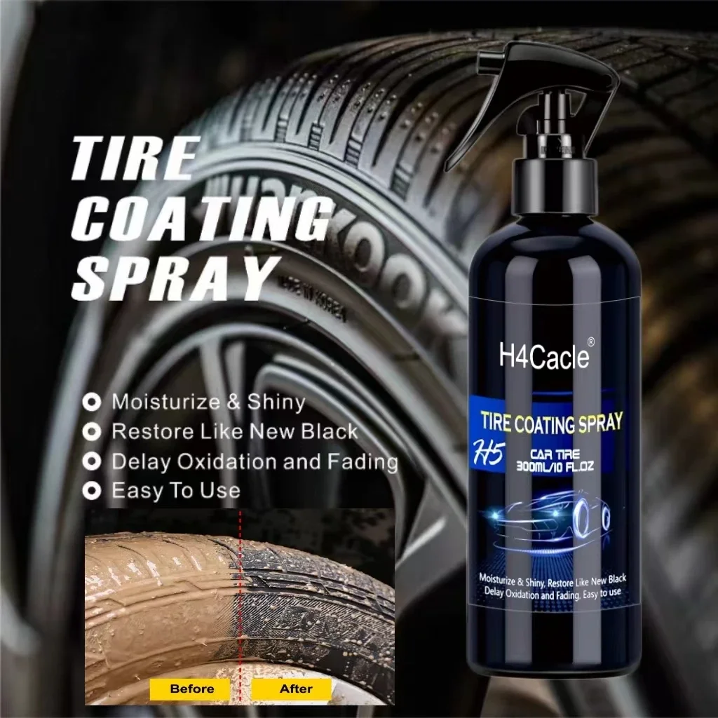 Tire Polisher Shiny Spray H4Cacle Car Coating Long Lasting High Tire Gloss Non Greasy Auto Refurbishing Agent Cleaning Car Tires