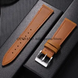Vintage Retro Calfskin Leather Watch Band with Quick Release Strap - Universal Fit - 22mm (Light Brown)
