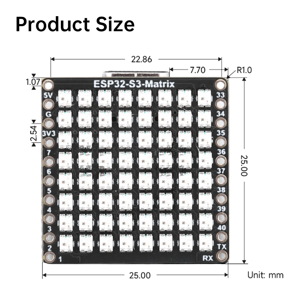 ESP32-S3-Matrix 개발 보드 WIFI BT BLE 5 미니 모듈 온보드 8×8 RGB LED 매트릭스 및 QMI8658C 자세 센서