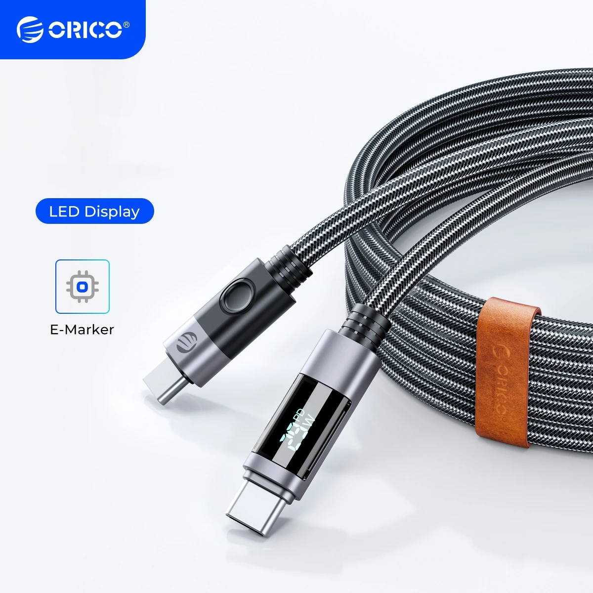 Orico-usb c para tipo c Kit Carregador Rápido Cabo de Dados Cabo Led Fio para Macbook Huawei Xiaomi Laptop Pd100w