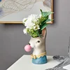Creative Modern Animal Head Resin Succulent Vase FlowerPot Hand Painting Giraffe Zebra Panda Blowing Bubbles Animal Bust Figure 2