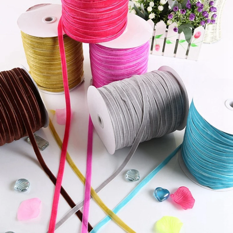 50yards/roll 10mm Velvet Ribbon For Gifts Decoration Handmade Webbing Bouquet Wrapping DIY Crafts Hair Bows Material