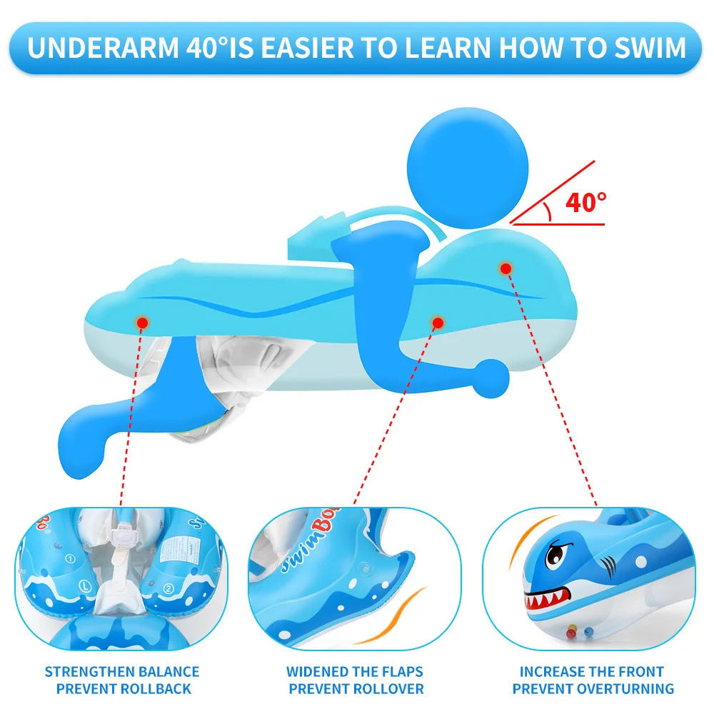Swimbobo Baby Float with Canopy Kids Swim Pool Accessories  Summer Toys Inflatable Float Waist Floating r Kids Swim Training 5