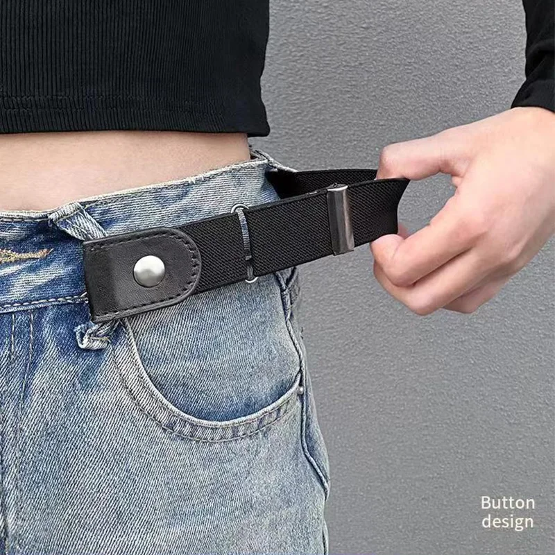 조절 가능한 신축성 허리밴드, 버클 없는 여성/남성용 청바지/드레스 벨트, 버클 없이 착용하기 쉬운 인스 스타일