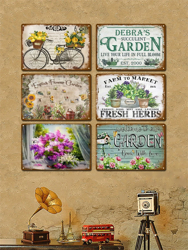 Retro Blumen Vogel Metall Zeichen Garten Dekorationen Wand Kunst Wandbild Vintage Zinn Zeichen Hause Platte Zimmer Dekor Garten Malerei Geschenk Bauernhof – Detail 3
