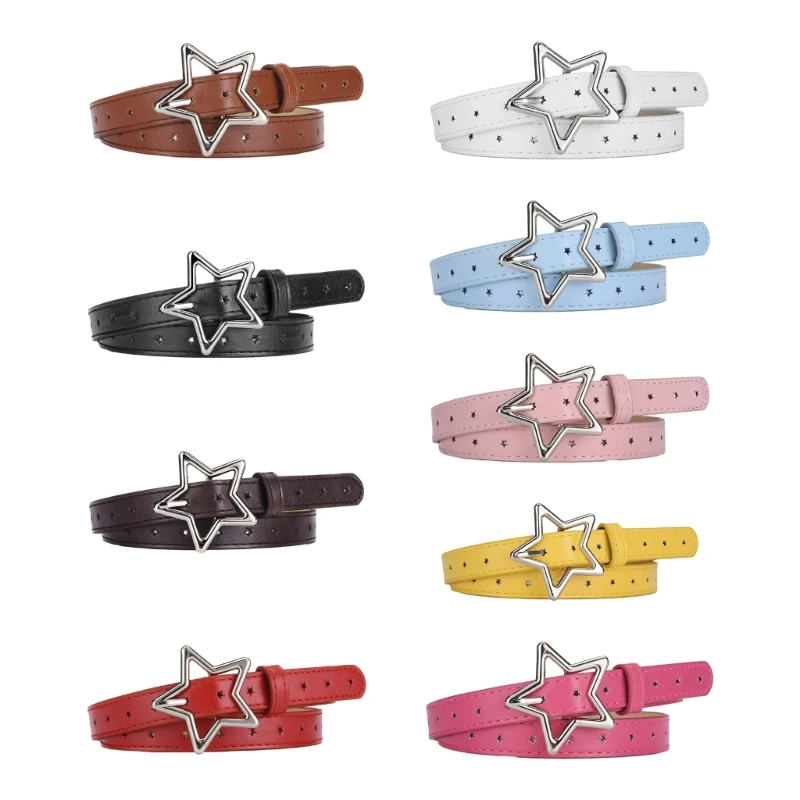 

Delicate Hollow out Star Buckle Waist Belt Adult Jeans Belt Adjustable Length