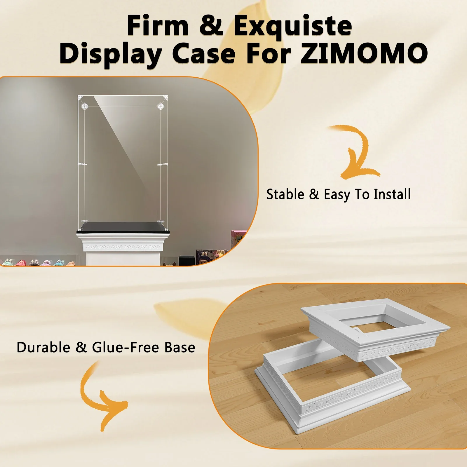 Eary Display Case Roman Column Base for Labubu Zimomo Angel Acrylic Box for Doll Transparent Dustproof Storage Easel Accessories