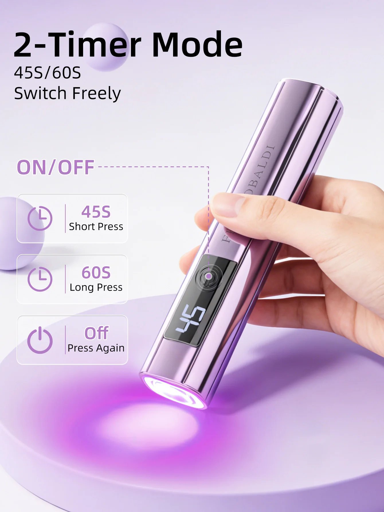 미니 스크린 디스플레이 휴대용 젤 네일 강화용 UV 램프 1개, USB 배터리 휴대용 LED 네일 램프