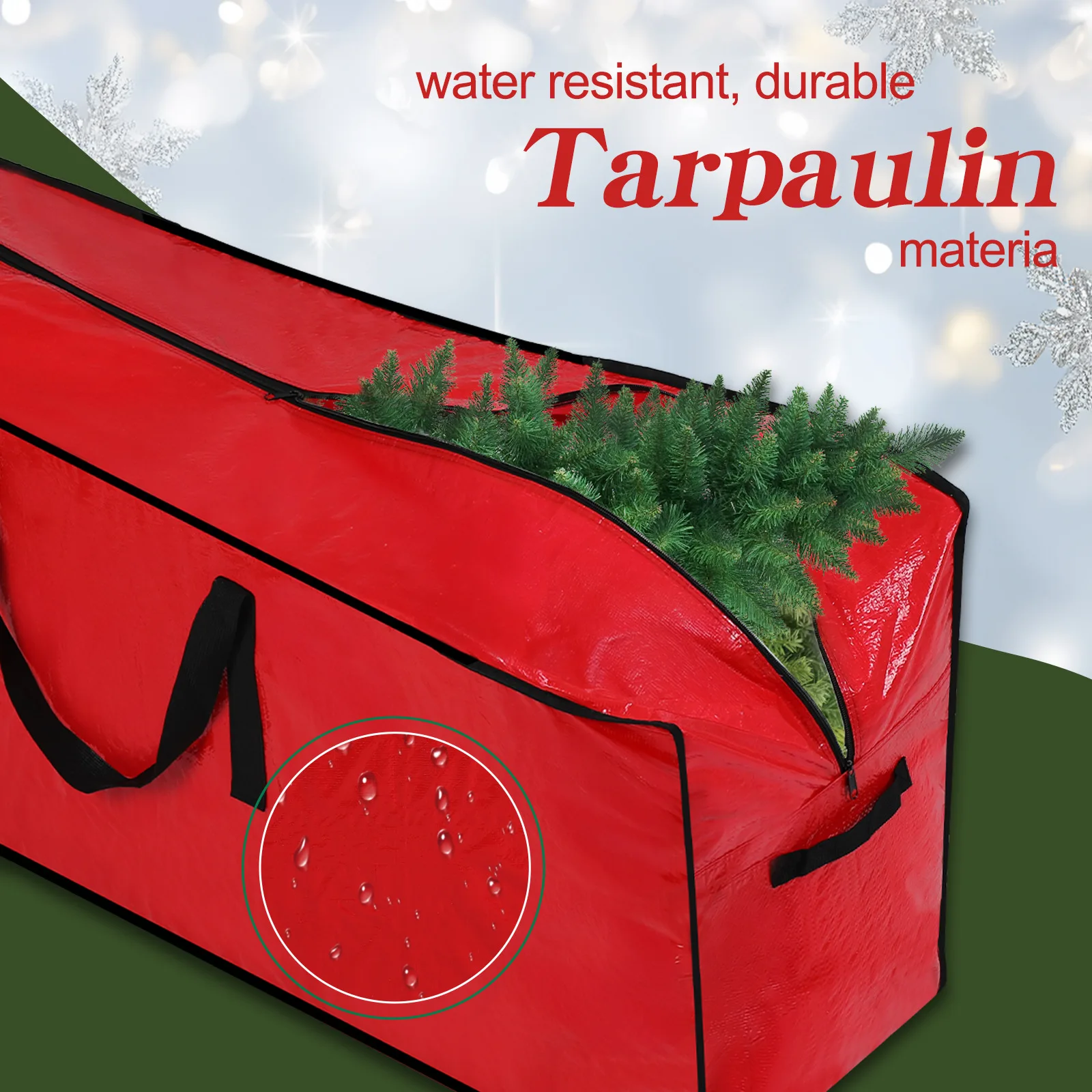 Christmas Tree Storage Bag 228.6cm Disassembled Trees Reinforced Handles Dual Zipper Dust & Moisture Protection
