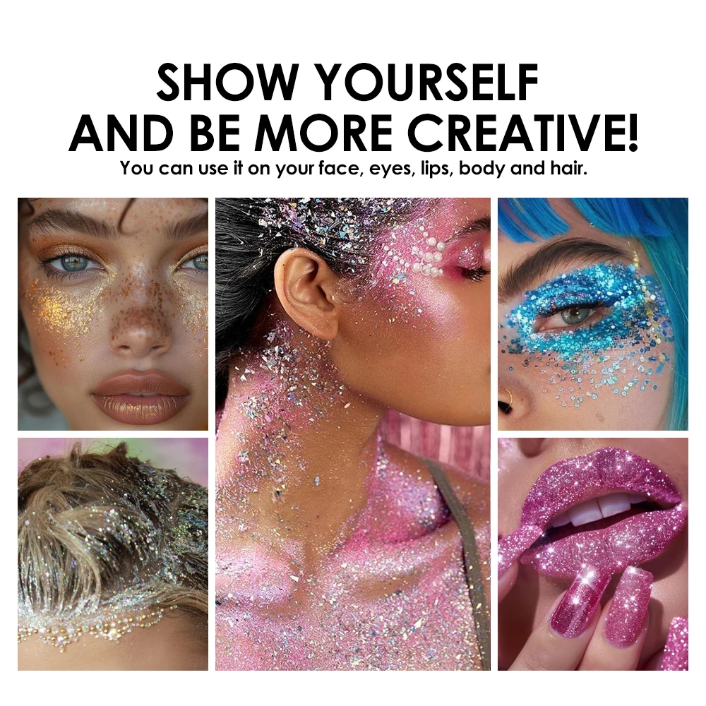 Description Picture 6 of itemSequins Glitter Stick 6 color Body Paint Glitter Eyeshadow Nail Hair Gel Holiday Stage Sparkling Skin and Dazzling Makeup