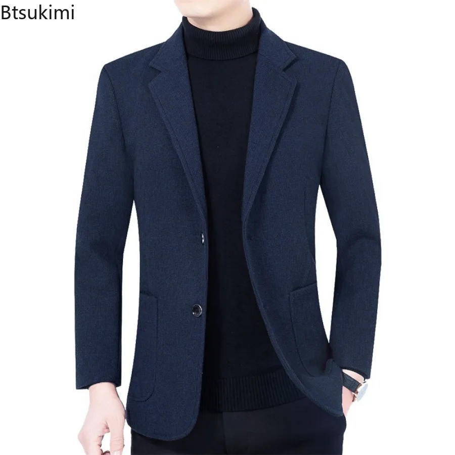 New Men's Business Blazers Jackets Casual Suits Coats Male Autumn Winter  Single-breasted Solid Suits Jacket 2024 Men's Clothing