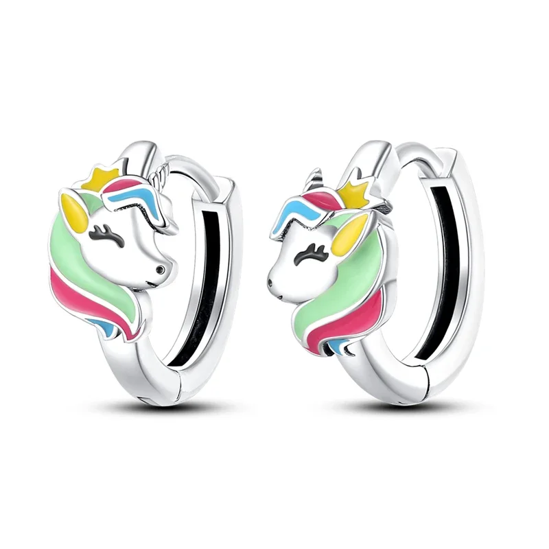925 Sterling Silver Star Moon Unicorn Tulip Flower Butterfly Bee Geometry Earrings Ladies Pairing Jewelry silver hoop earrings silver needle earrings silver stud earrings silver earrings silver dangle earrings womens earrings